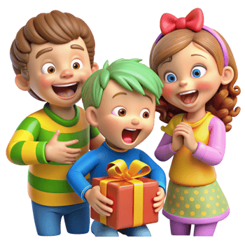Happy Children Reacting to Present png