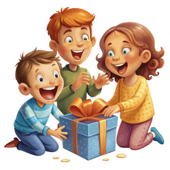 Family Smiles as Kid Opens Present png