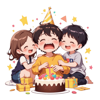 Child Unboxes Gift in Joyful Scene png