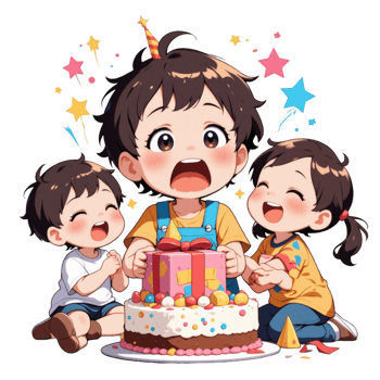 Cartoon Style Child Present Scene png