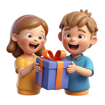 Gift Opening Surprise With Happy Children png