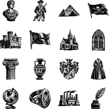 Pack of Ancient Civilization Vintage Illustrations vector
