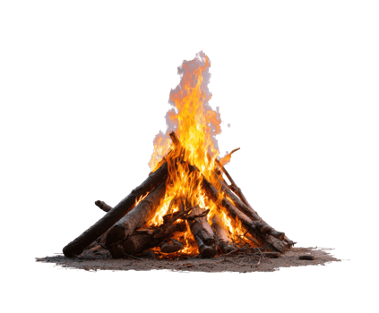 Campfire warmth and glow for outdoor gatherings png