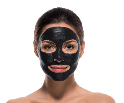 Skincare routine with a detoxifying charcoal mask for beauty png