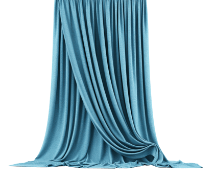 Elegant blue curtain draping for interior design settings png