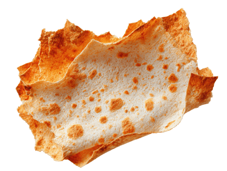 Crunchy flatbread with golden edges for culinary delight png