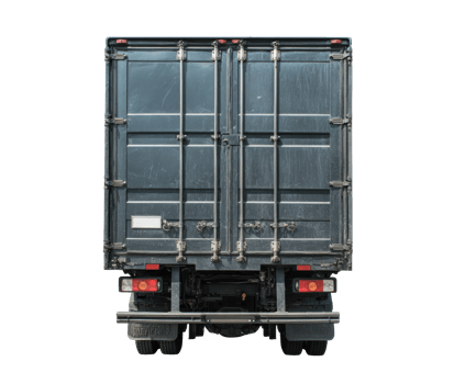 Rear view of a dirty delivery truck parked on the street png
