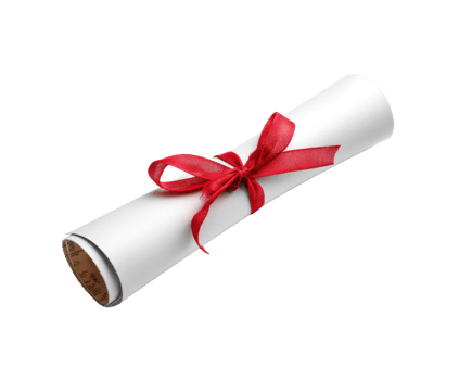 Certificate roll tied with red ribbon for celebration or achievement png