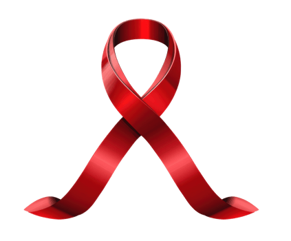 Red ribbon symbol for awareness and support for health causes png