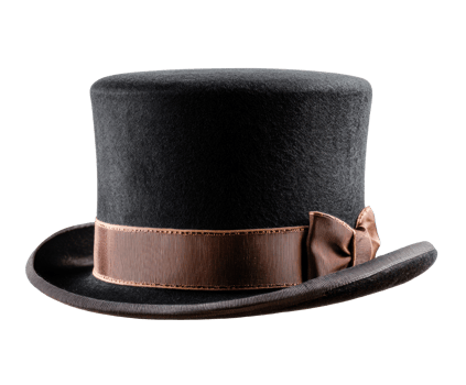 Classic top hat with satin ribbon perfect for formal occasions png