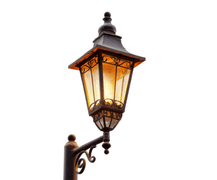 Elegant lantern lighting a rustic outdoor scene at dusk png