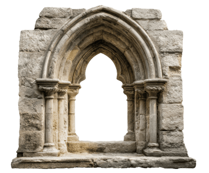 Historic stone archway with detailed carvings for architectural design png