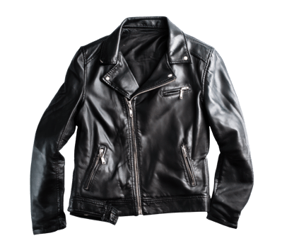 Classic black leather jacket for stylish outerwear png