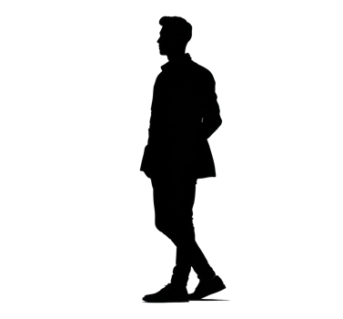 Silhouette of a man standing confidently in modern attire png