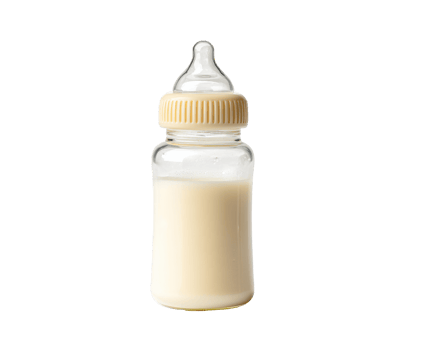 Baby bottle filled with milk ready for feeding infants and toddlers png