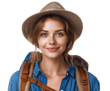 Adventure seeker ready for a hiking journey in nature png