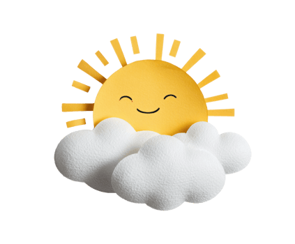 Cheerful sun peeking from fluffy clouds for joyful designs png