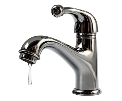 Modern faucet design with water dripping in kitchen setting png
