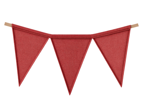 Decorative red fabric bunting for party decoration png
