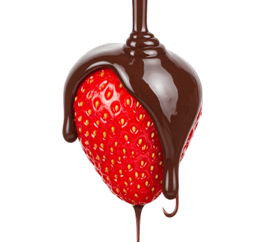 Chocolate being poured over fresh strawberry png
