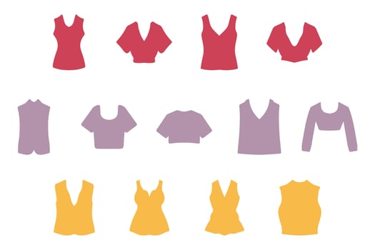 Women Top Clothes Icon Set vector