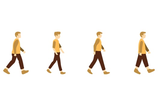 Stylized Man Walking Illustration Set Design vector