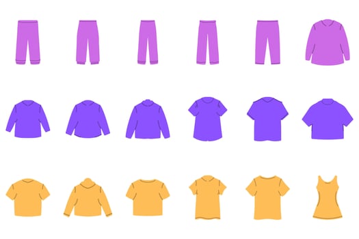Collection of Simple Clothes Icon Set. Fashion Design vector