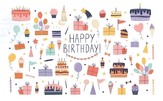 Colorful birthday party decorations vector