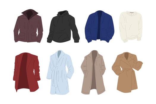 Collection of jackets and sweaters illustration vector