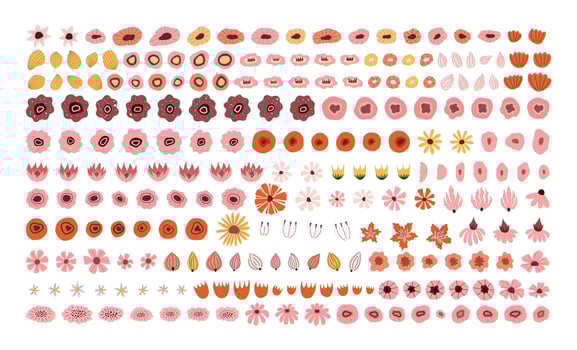 Colorful floral design elements collection vector