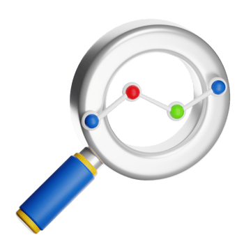 Magnifying glass showing growth chart png