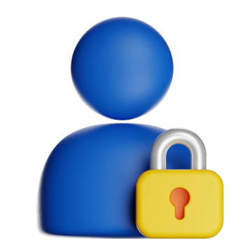Blue user icon with yellow padlock symbolizing security png