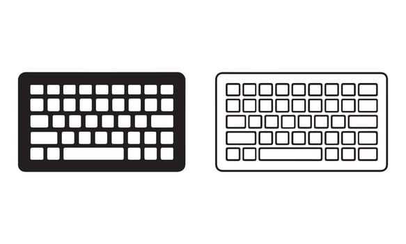 computer keyboard silhouette and line art icon vector