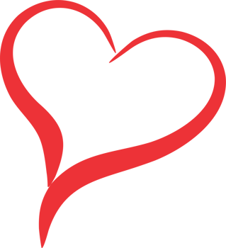 Red heart line art curve design png