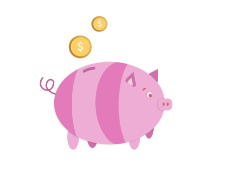 Cute Piggy Bank with Coins Flat Style Money Saving Illustration png