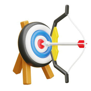 Archery target with arrow and bow png
