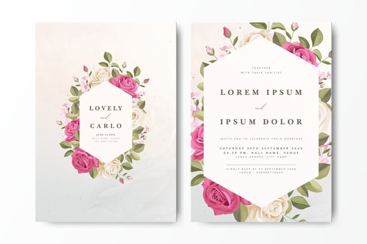 Floral wedding invitation design vector