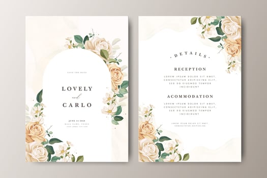 Wedding invitation with floral design vector