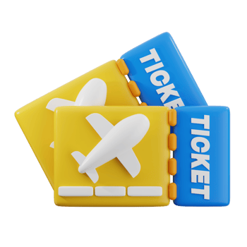 Flight ticket 3d illustration. vacation voucher icon. png