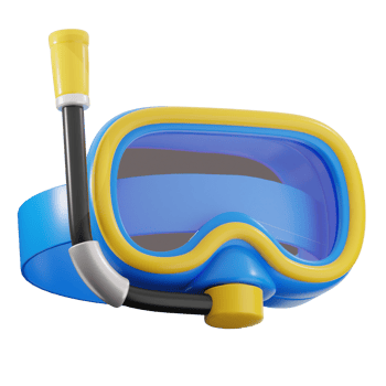 Snorkel 3d illustration. scuba, diving, snorkeling equipment icon. png