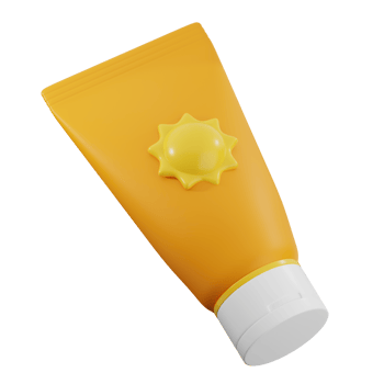 Sunblock, sunscreen 3d illustration. yellow lotion bottle icon. png