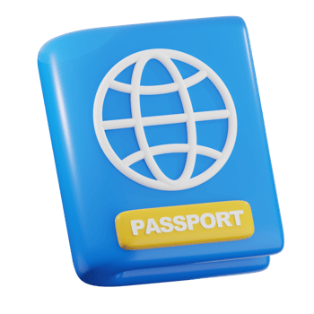 Blue passport 3d illustration. vacation icon. png
