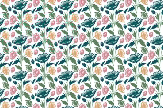 contemporary botanical floral print in linear sketch form ideal for fashion apparel textile decoration and wrapping product visuals vector