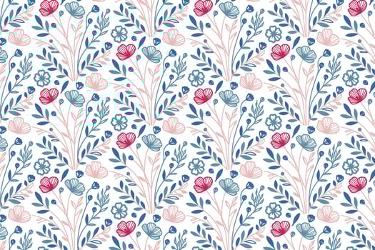minimal flower pattern with abstract botanical shapes in line art style for digital textile printing kitchen items and pillow cover production vector