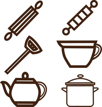 Kitchen tool icons illustration set of cooking, food, and drink symbols vector