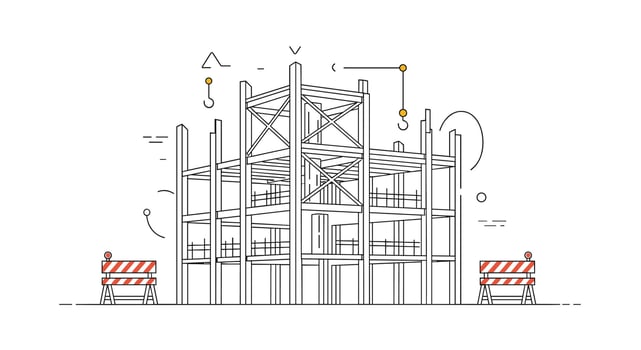 Construction Site Workers Working on the Building Under Renovation Urban Development Progress vector