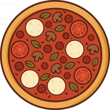 Vegetarian Pizza Illustration with Toppings vector