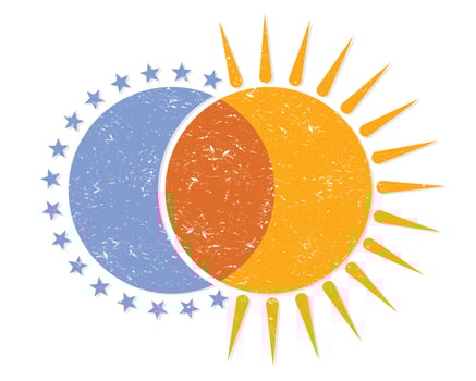 Logo with moon and sun. vector
