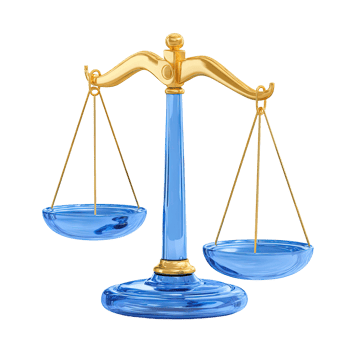Elegant Blue and Gold Scales of Justice Illustration on Transparent Background png