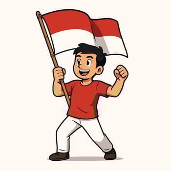 Illustration of Boy Waving Indonesian Flag vector